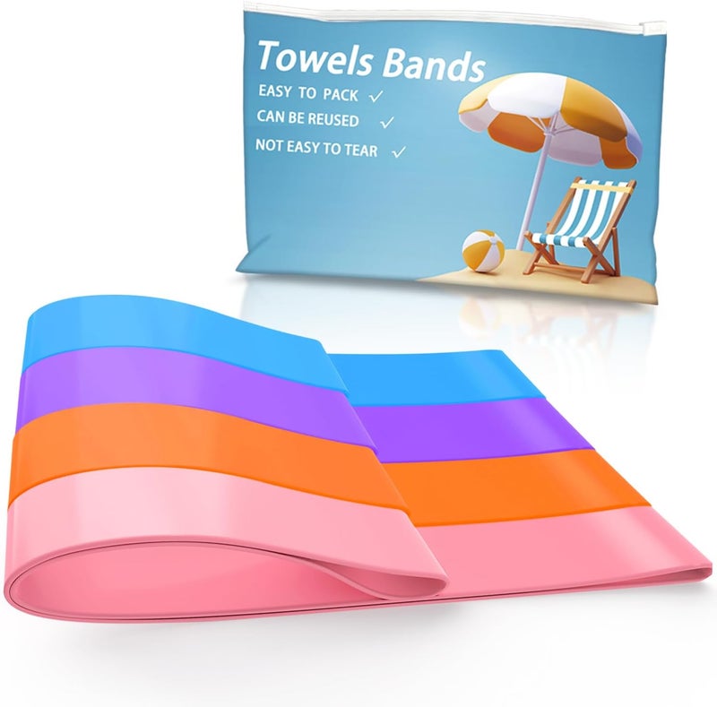 UHUZZ Towel Bands for Cruise & Beach Chairs - Cruise & Beach Pool Chairs Ship Essentials - Must Haves Alternative to Beach Towel Clips - Vacation Towel Bands Accessory Gifts - Thicken 4 PCS - Image 1